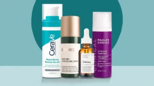 Unopened retinol serum stored upright in a cool, dark place to preserve potency